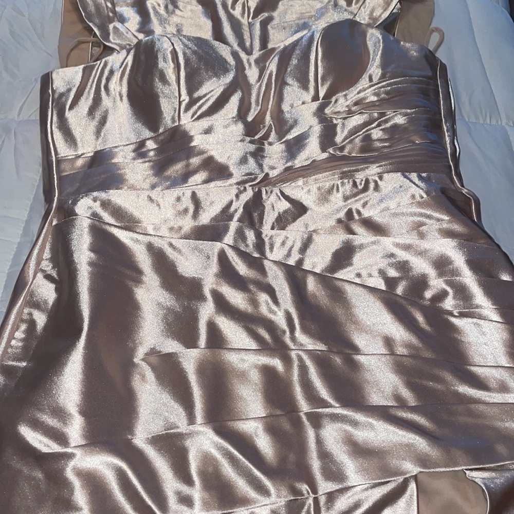 Prom/Bridesmaid Dress Off-the-Shoulder Ruched Sleeveless Sweep/Brush Train Dress - Picture 7 of 11